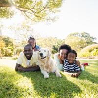 Family playing outside